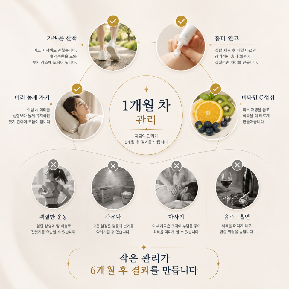 코성형 1개월 후 붓기 회복 상태와 일상생활 주의사항 관련 이미지 6