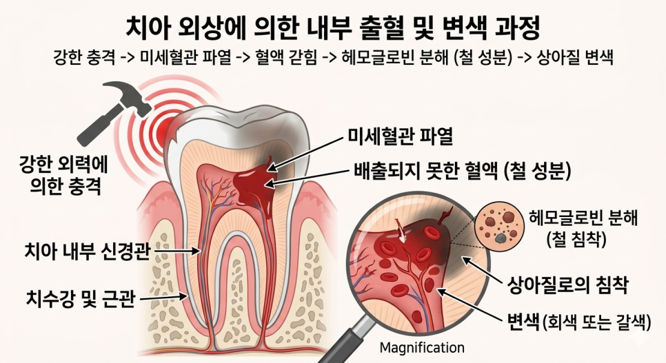 앞니 신경치료 변색 원인과 치료법인 실활치 미백 관련 이미지 3