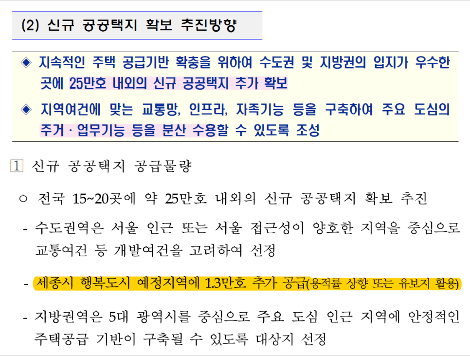 세종 행복도시 1.3만호 아파트 추가 공급 소식! (유보지활용, 용적률상향) 2.4대책 관련 이미지 2