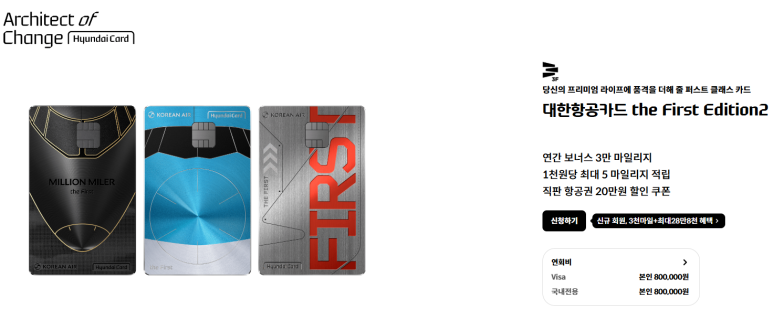 해외결제(메타, 구글) 대한항공 마일리지 무한 특별적립 신용카드 회사별 정리 및 추천. (Feat. 대한항공 더퍼스트) 관련 이미지 3