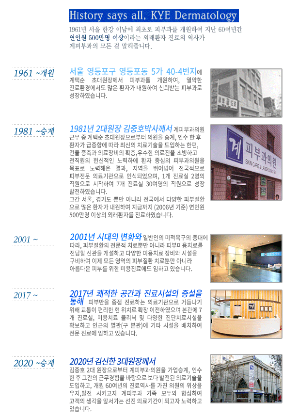 영등포 계피부과 Since 1961 - 개원 62년 동안 800만명 이상의 외래 환자 치료! 관련 이미지 4