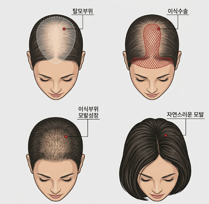 여자 모발이식 정수리, 두피가 훤히 보인다면 꼭 알아야 할 사실 관련 이미지 5