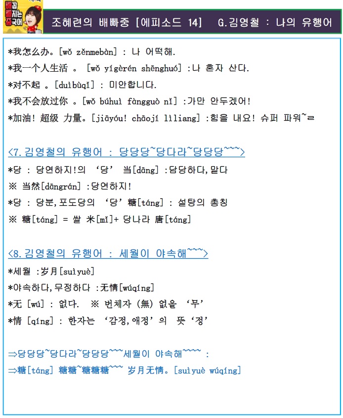 조혜련의 배빠중(김영철과 함께 중국어 총정리) 관련 이미지 6