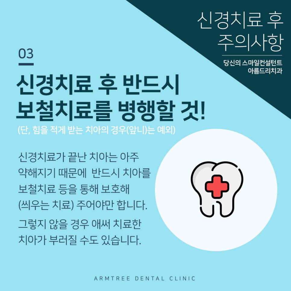 아름드리치과 신경치료 후 주의사항 관련 이미지 4