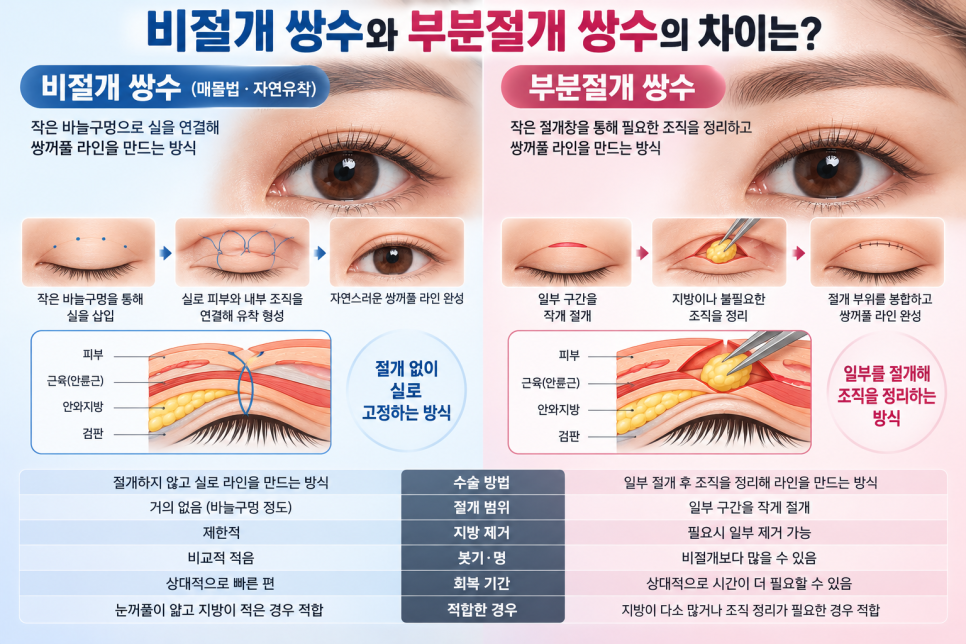 비절개로 하는 쌍수는 부분절개법과 무슨 차이가 있나요? 관련 이미지 2