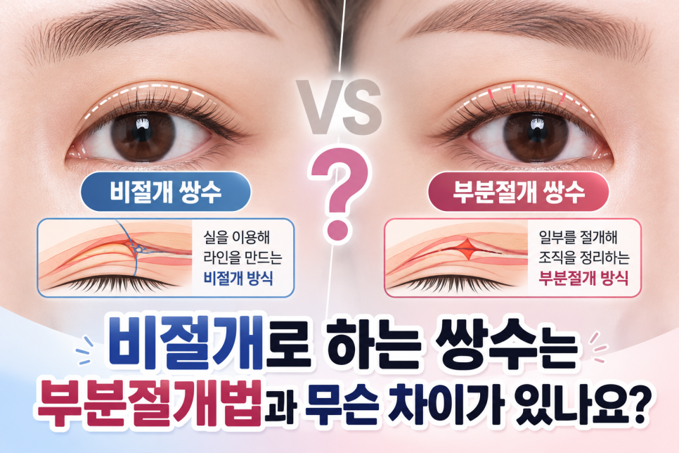 비절개로 하는 쌍수는 부분절개법과 무슨 차이가 있나요? 관련 이미지 1
