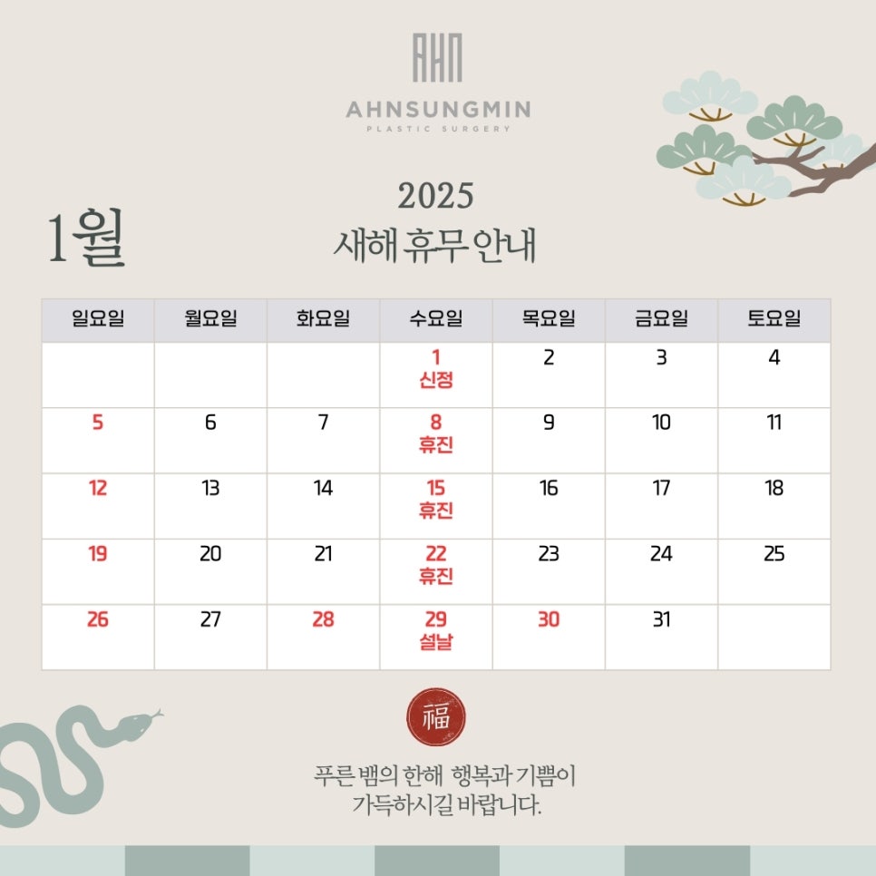 안성민성형외과 설날 휴무 안내 관련 이미지 1