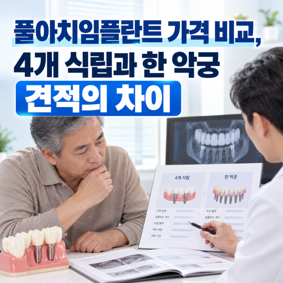 풀아치임플란트 가격 비교, 4개 식립과 한 악궁 견적의 차이 관련 이미지 3