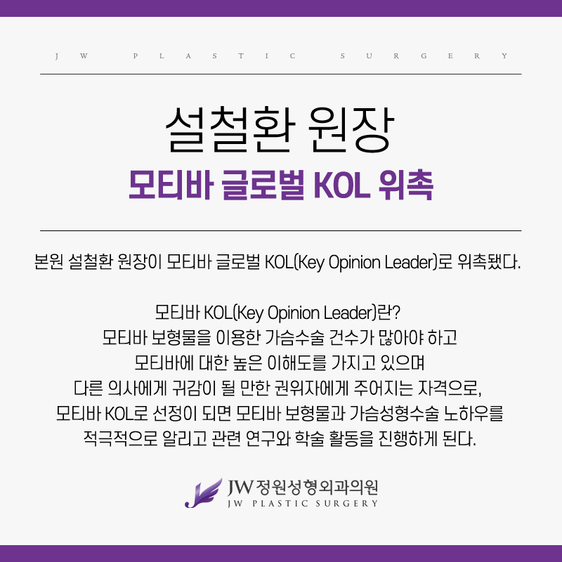 Gangnam JW Jeongwon Plastic Surgery :: Director Seol Cheol-hwan Appointed as Motiva Global KOL image 2