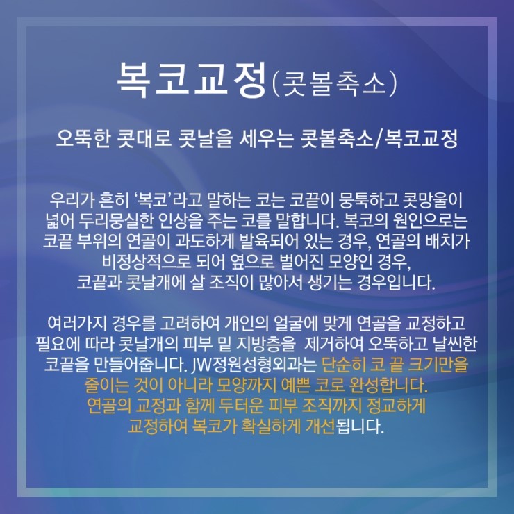콧대와의 밸런스를 고려한 슬림한 코끝 JW정원성형외과 복코교정 관련 이미지 3