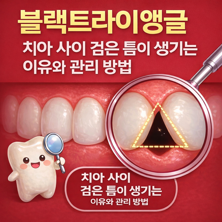 중곡동치과 블랙트라이앵글, 치아 사이 검은 틈 왜 생길까? 원인과 관리 방법 관련 이미지 1