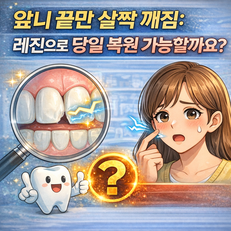 성동구치과 앞니 끝 깨짐 치료, 당일 레진 복원 가능성은? 관련 이미지 1