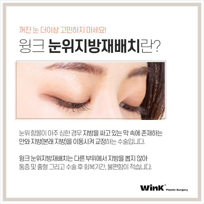 Wink Plastic Surgery Upper Eyelid Fat Repositioning Sleepy Eye Surgery Sinsa Sunken Eye Fat Grafting image 2