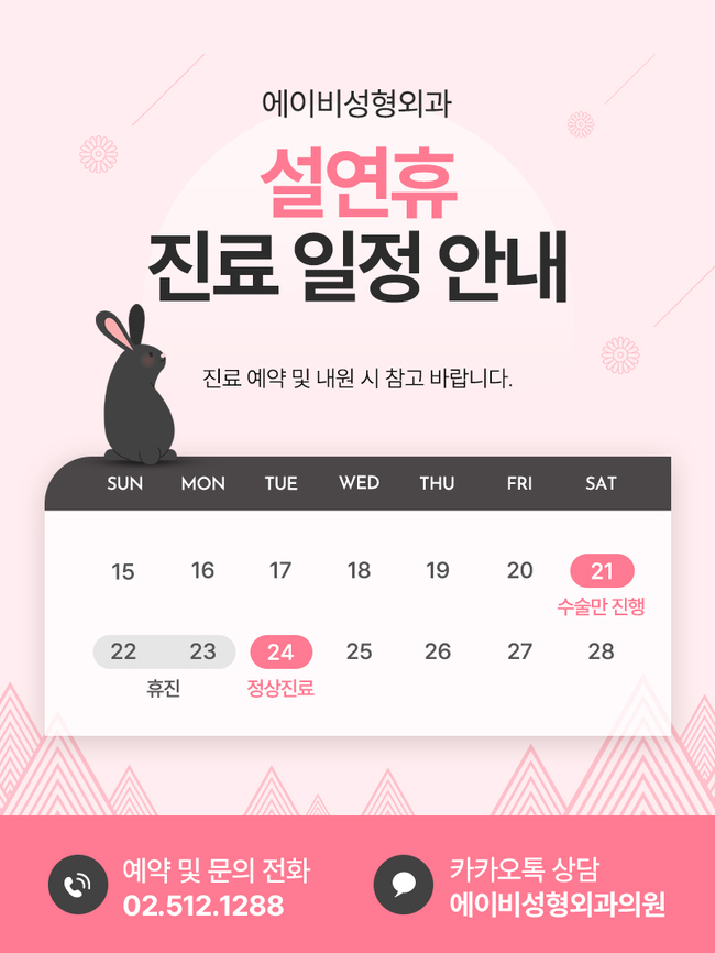 에이비성형외과 2023년 설연휴 진료일정 안내 관련 이미지 1
