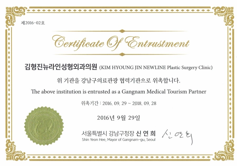 김형진뉴라인성형외과, 강남구 의료관광 협력기관 선정 관련 이미지 1