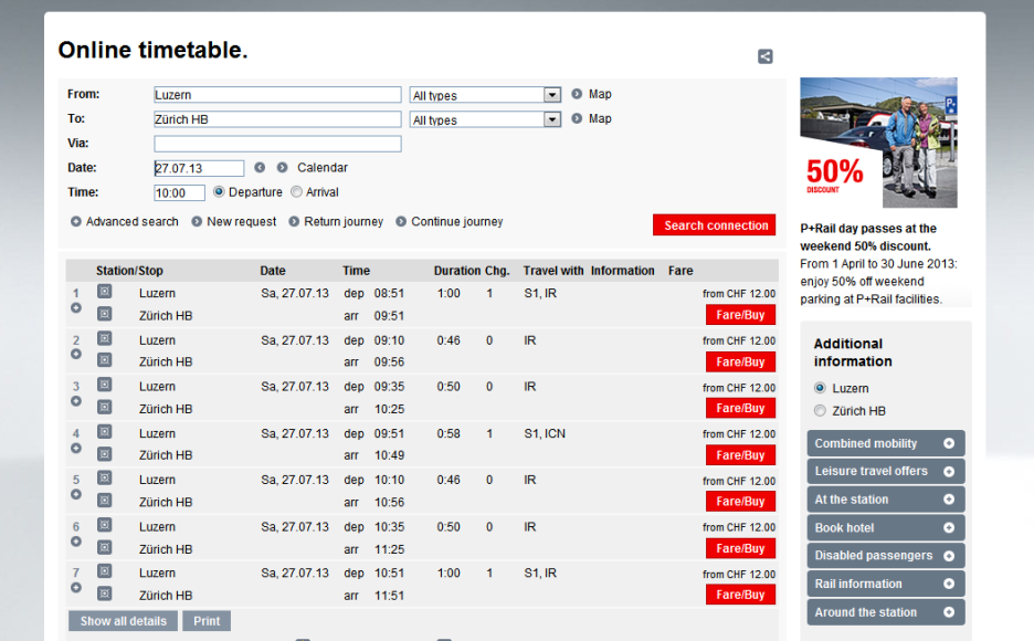 2013년 summer plan -1 :  스위스 기차 SBB timetable 관련 이미지 6
