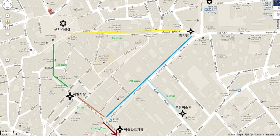 프라하 여행자지도2 : 바츨라프광장,하벨시장,무하미술관 관련 이미지 1