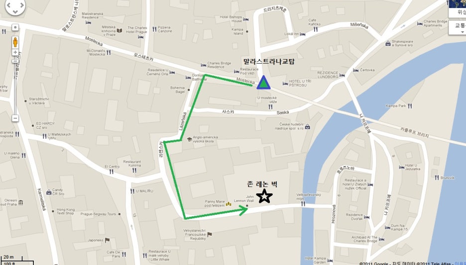 프라하 관광지도..."존 레논 벽" 찾아가기 관련 이미지 1