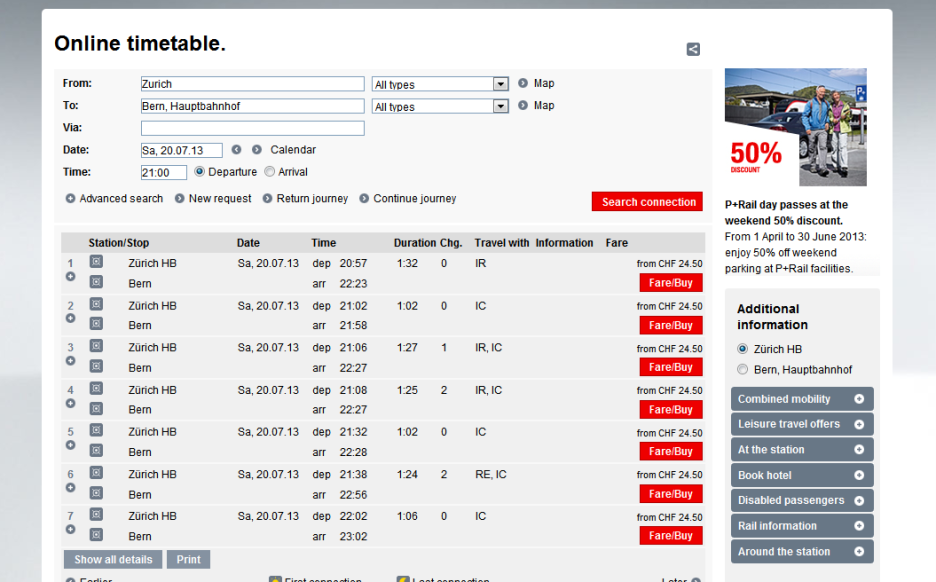 2013년 summer plan -1 :  스위스 기차 SBB timetable 관련 이미지 1