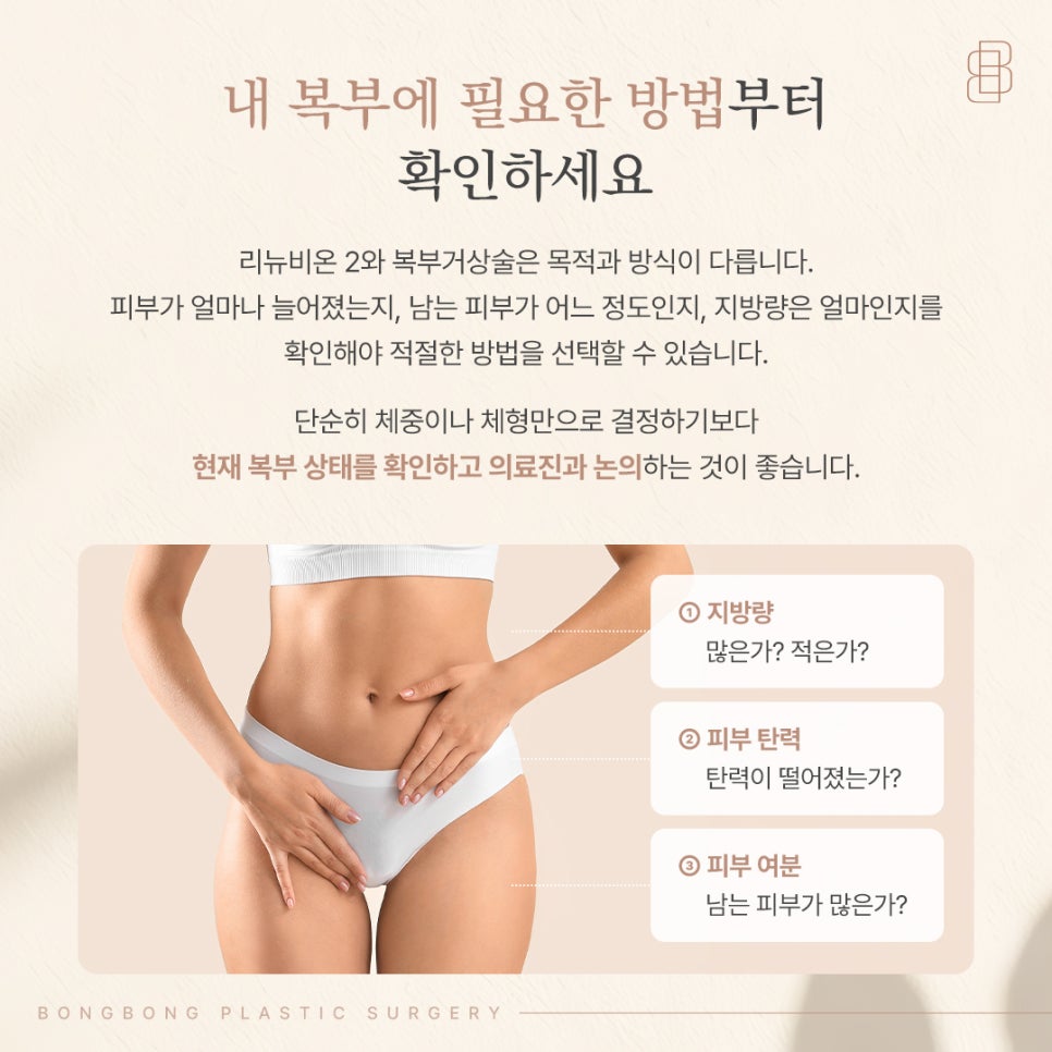 리뉴비온 vs 복부거상술, 처짐 정도에 따라 고르는 기준 관련 이미지 5