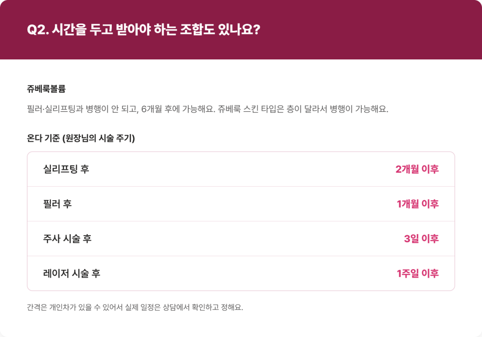 한 번에 같이 받을 수 있는 시술, 안 되는 시술 정리 관련 이미지 5