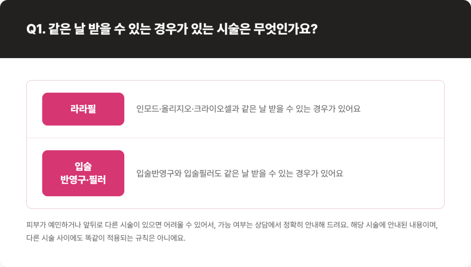 한 번에 같이 받을 수 있는 시술, 안 되는 시술 정리 관련 이미지 4