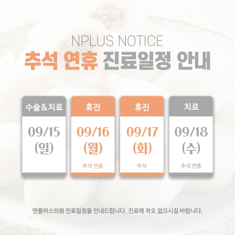 앤플러스의원 추석 휴진 일정 안내 관련 이미지 1