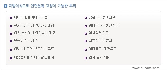 [두한성형외과 경쟁력 Col-fat(콜펫) 지방이식] - [Col-fat(콜펫) 지방이식으로 교정이 가능한 부위 안내] 관련 이미지 1