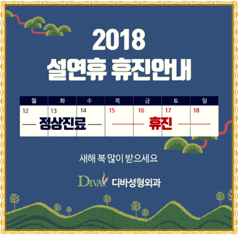 디바성형외과 2018 설날 연휴 휴진 안내! 관련 이미지 1
