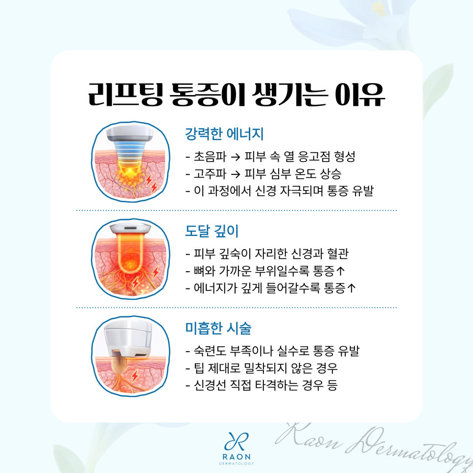 리프팅 통증을 유발하는 원인, 왕십리 피부과 전문의 통증을 줄이는 노하우 관련 이미지 2