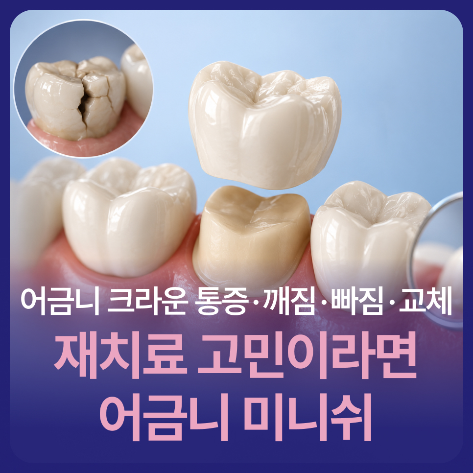 어금니 크라운 통증·깨짐·빠짐·교체, 재치료 고민이라면 어금니 미니쉬 관련 이미지 1