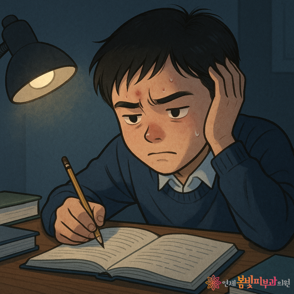 📚 공부 많이 하면 여드름이 난다? 시험 기간에 나는 여드름 관련 이미지 1