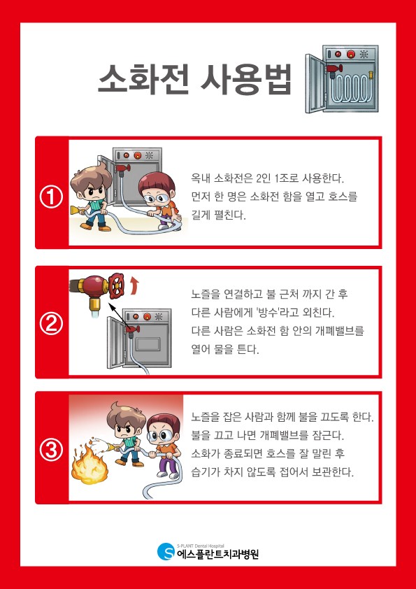 [치과병원인증제] 에스플란트치과병원 소방교육 옥내 소화전 사용방 법 관련 이미지 3