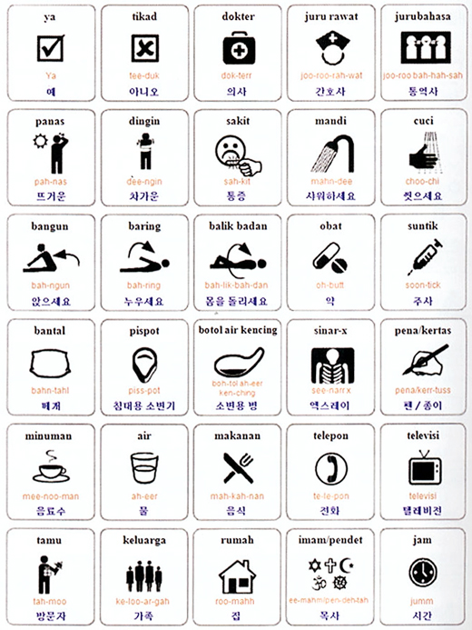 [병원 용어, 병원에서 유용한 표현] 주요 국가별 병원 용어 - 인도네시아어(Indonesian) 관련 이미지 1