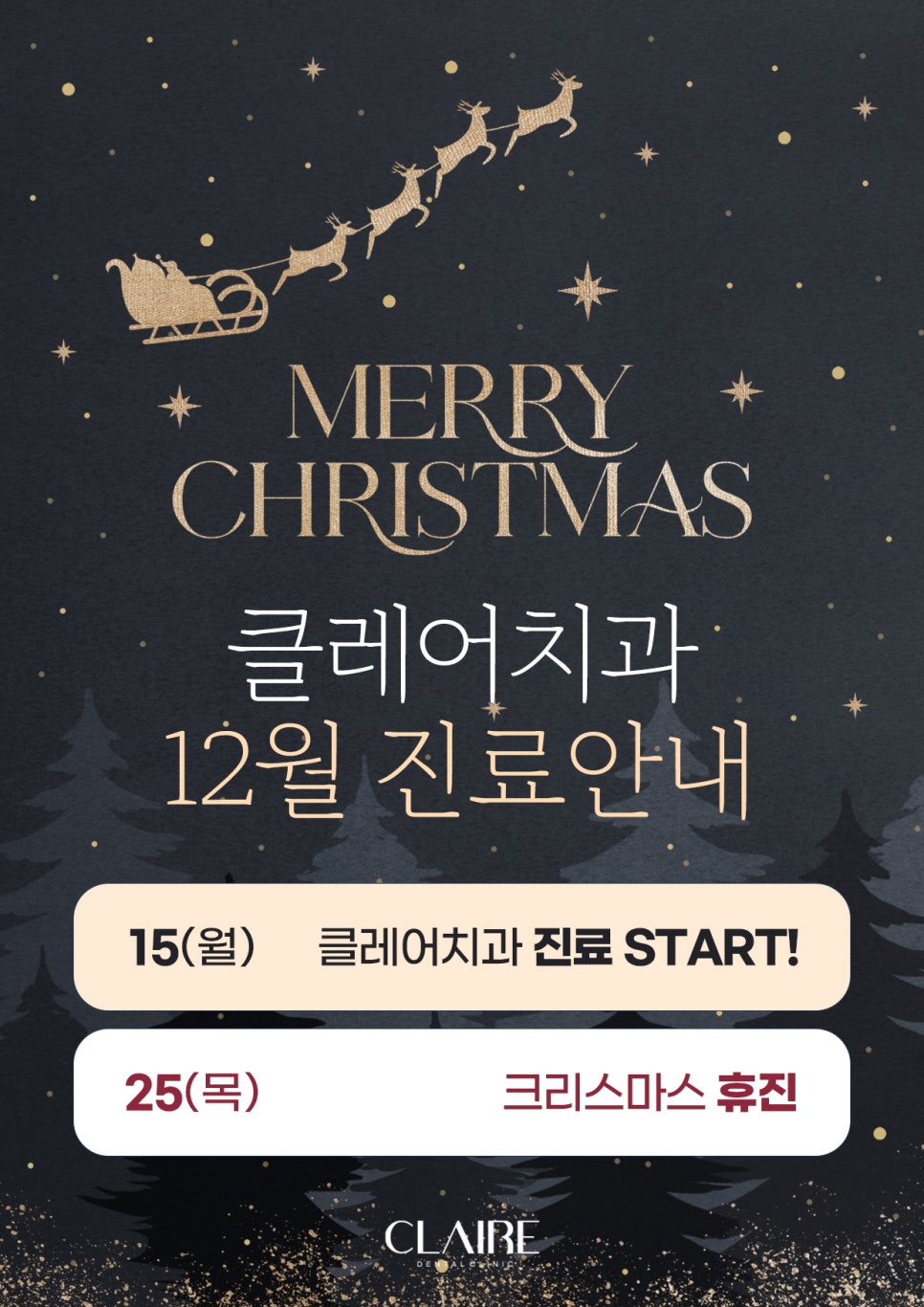 Gangnam Claire Dental Clinic December Treatment Schedule Notice image 1