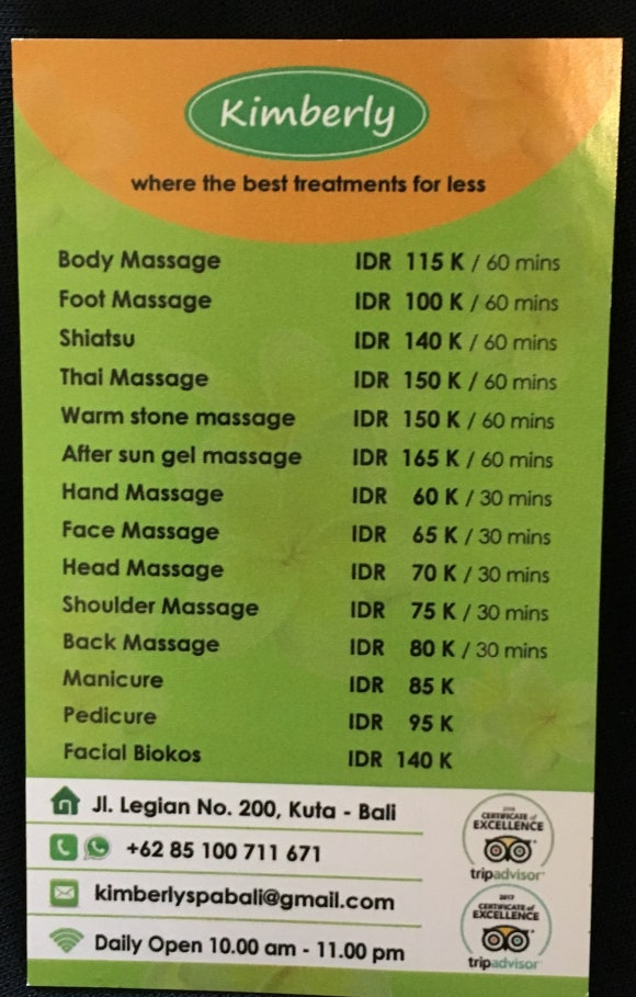 [발리,꾸따] 킴벌리스파 - 깨끗하고 저렴한 프랜차이즈 마사지샵&hearts; 관련 이미지 1