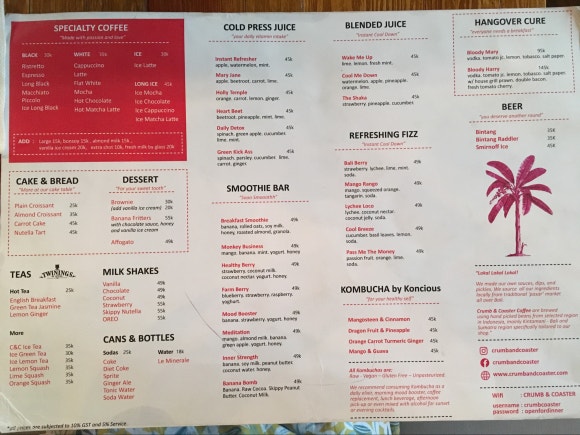 [발리,꾸따] 크럼앤코스터 - 분위기 좋은 뽀삐스트리트 브런치집&hearts; (Crumb&Coaster ) 관련 이미지 5