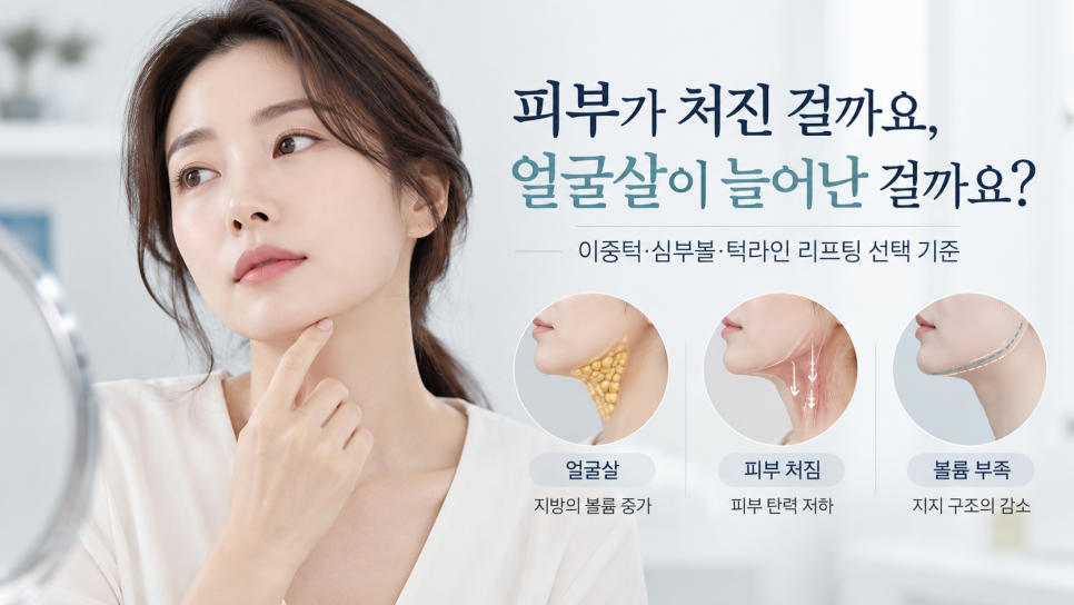 피부가 처진 걸까요, 얼굴살이 늘어난 걸까요? 이중턱·심부볼·턱라인 리프팅 선택 기준 관련 이미지 1
