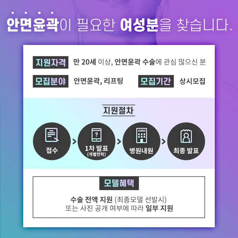 안면윤곽 성형모델 모집 :D 관련 이미지 2