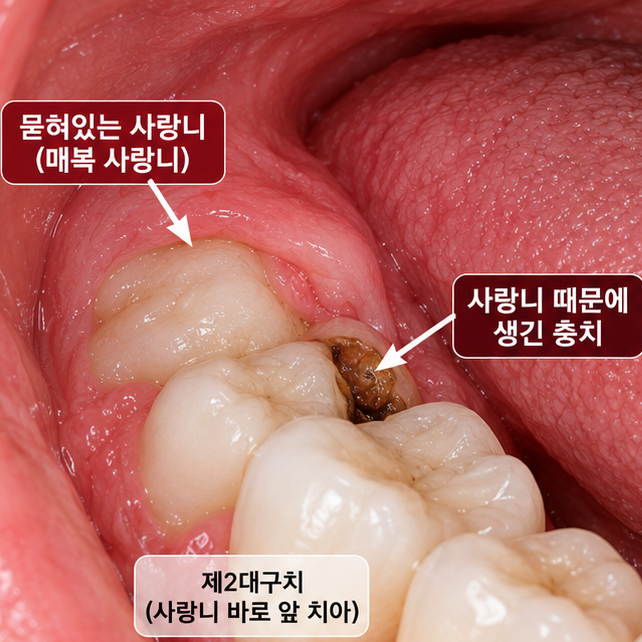 자꾸 볼을 씹는다면, 사랑니 원인일 수 있습니다. 볼씹힘 관련 이미지 1