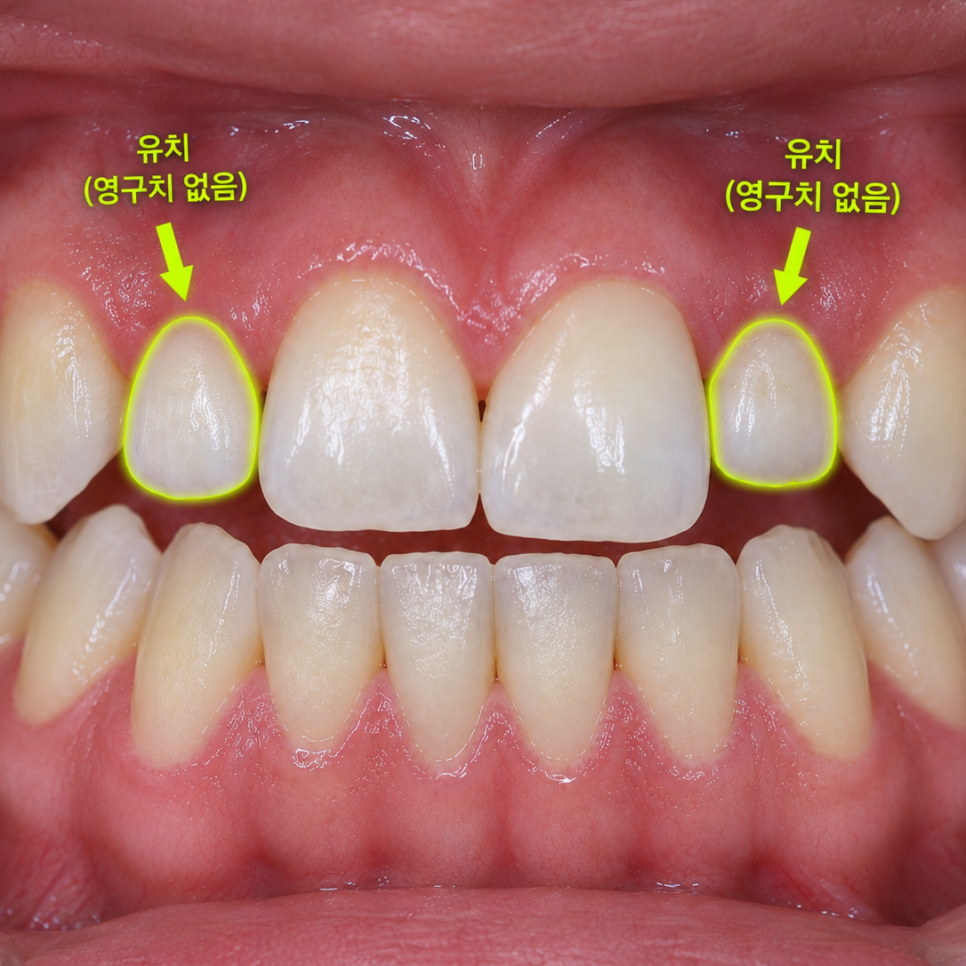 상일동 선천적 결손치로 벌어진 앞니 치아, 교정 말고 방법 없을까요? 관련 이미지 1