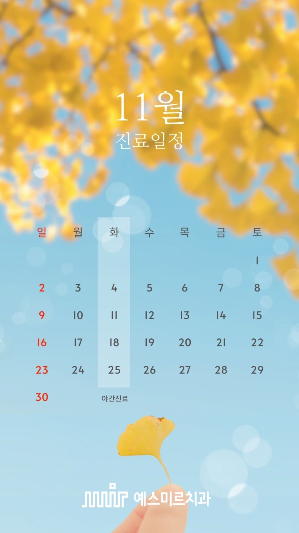 예스미르치과 2025년 11월 진료일정📅 관련 이미지 1