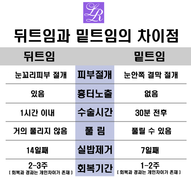 눈꼬리내리는수술, 눈 뒤트임 vs 눈 밑트임 관련 이미지 3