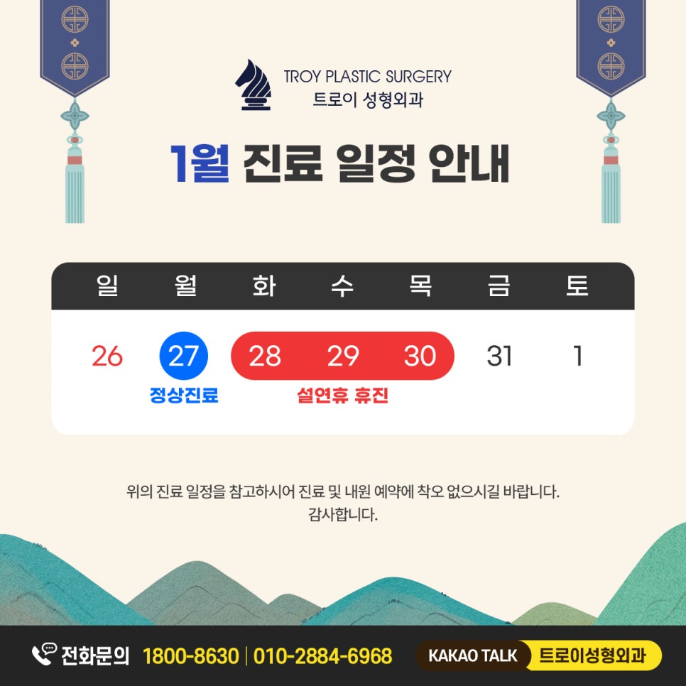 Troy Plastic Surgery 2025 Lunar New Year Clinic Schedule Notice image 1