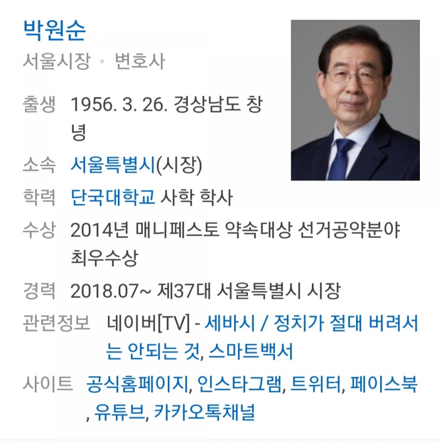 박원순 서울시장, 행방불명.. 관련 이미지 1