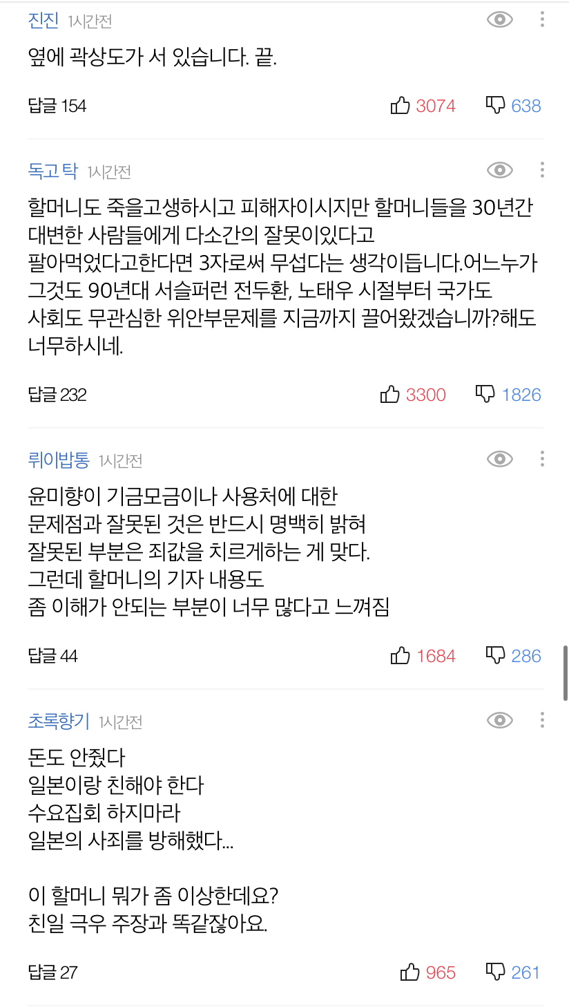 '충격적인' 이용수 할머니 기자회견, 댓글 반응 모음..(요약) 관련 이미지 20