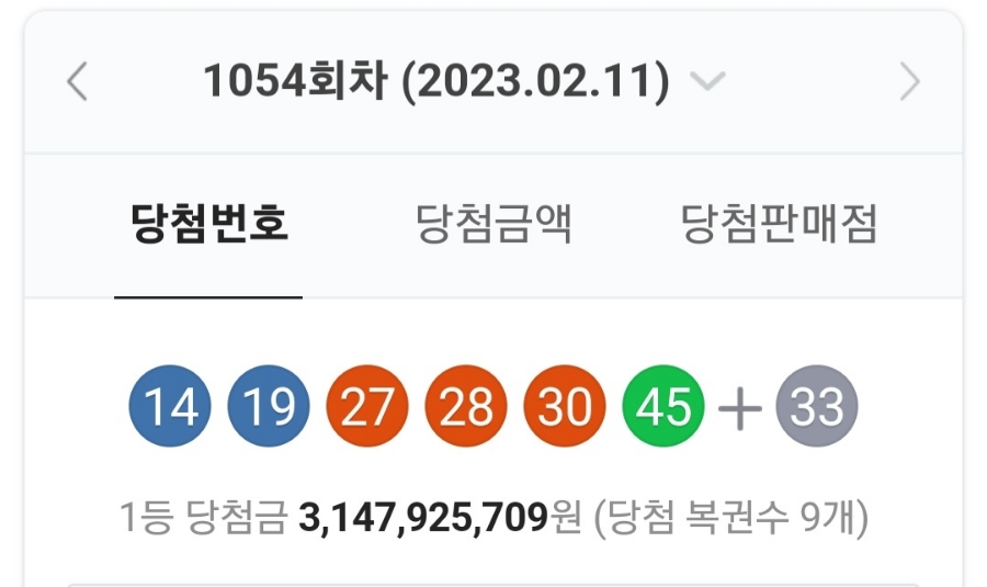 로또 1054회차 당첨번호 조회, 1등 금액 당첨 명당은? 관련 이미지 1