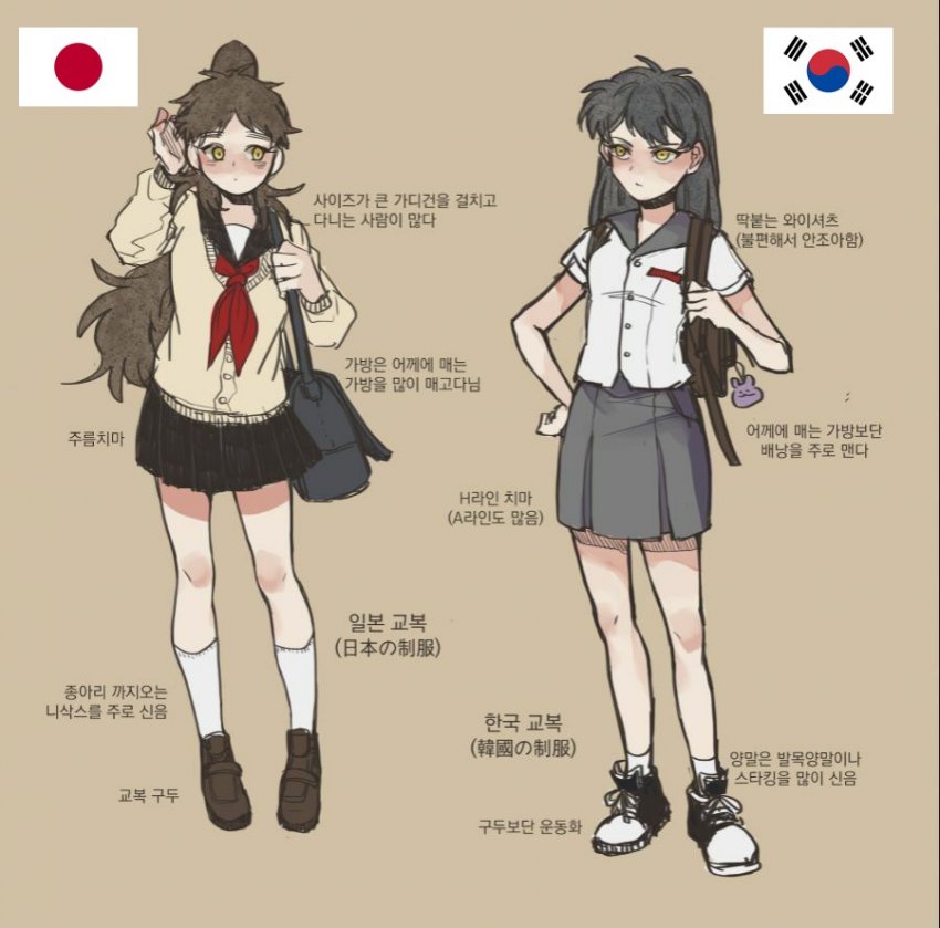 한국 교복 vs 일본 교복 비교 관련 이미지 5