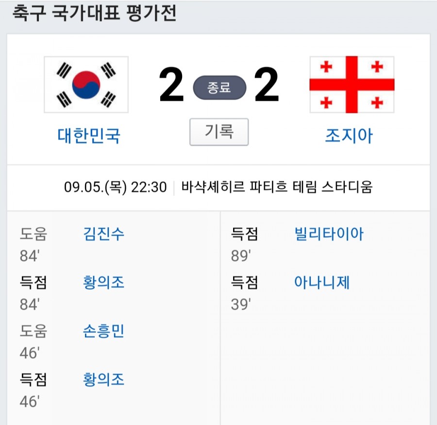 한국 vs 조지아 2:2 무승부 경기 이강인 데뷔 황의조 연속골 화제 오프사이드 논란 관련 이미지 1
