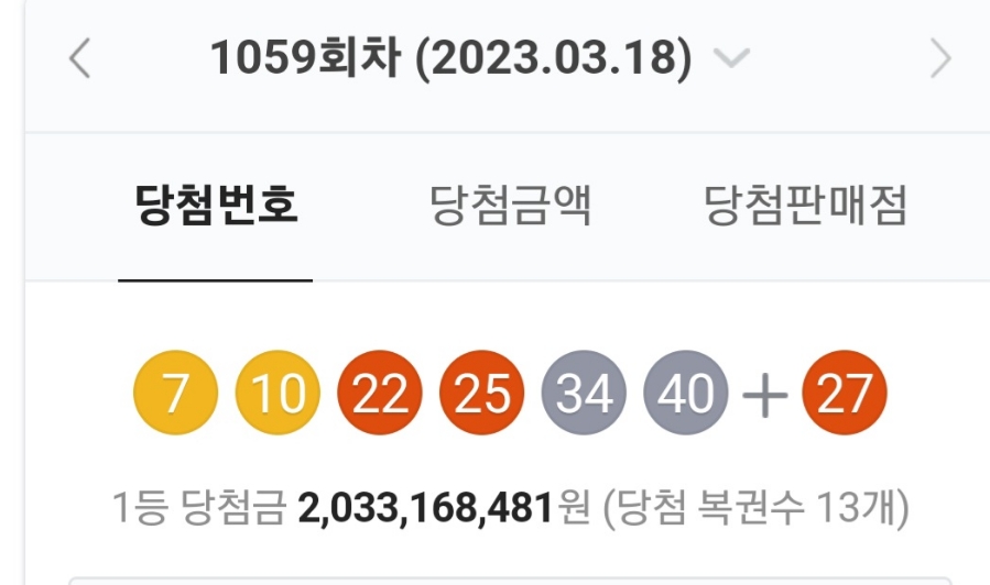 1059회차 로또 1등 당첨번호조회, 당첨 명당은 어디? 관련 이미지 1